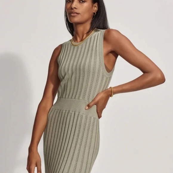 NWT Varley Florian Knit Dress in Seagrass - Picture 4 of 5